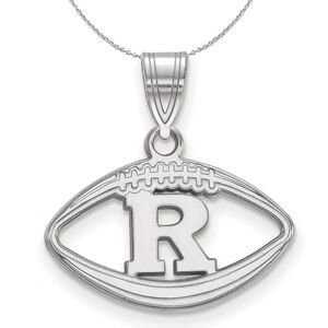 Sterling Silver Rutgers Football Pendant Necklace - 24 Inch